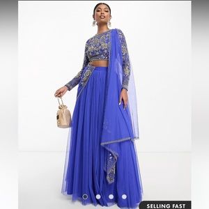 ASOS Royal Blue Embellished Lehenga